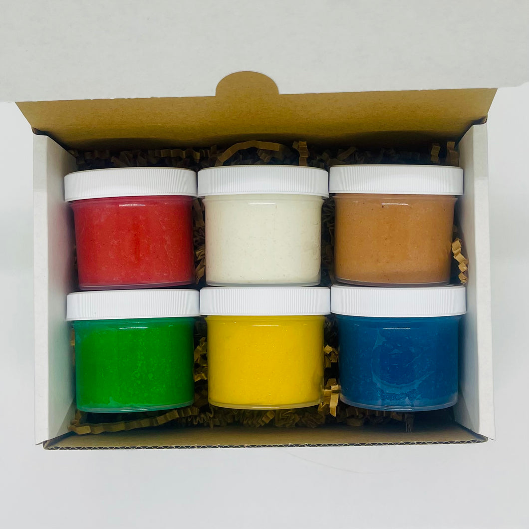 Set of 6 holiday colored 2 oz sensory dough